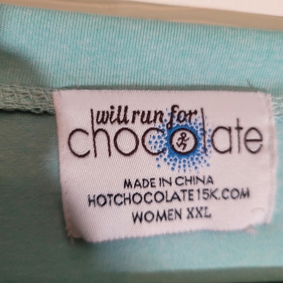 Will Run for Chocolate XXL Atjletic Long Sleeve Top - Picture 2 of 2